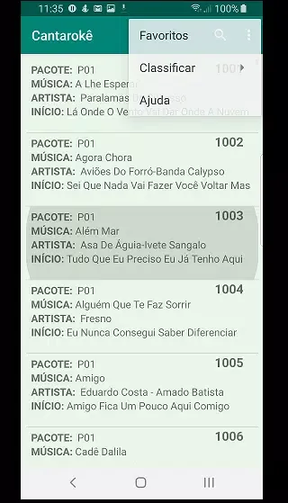 Captures d'écran de Cantaroke - Lista de Músicas K