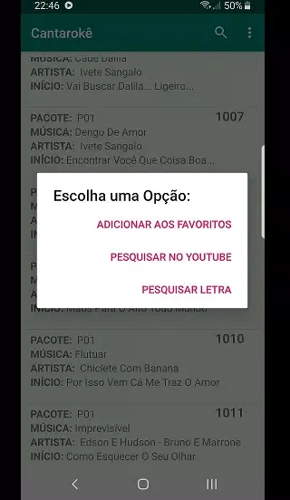 Captures d'écran de Cantaroke - Lista de Músicas K