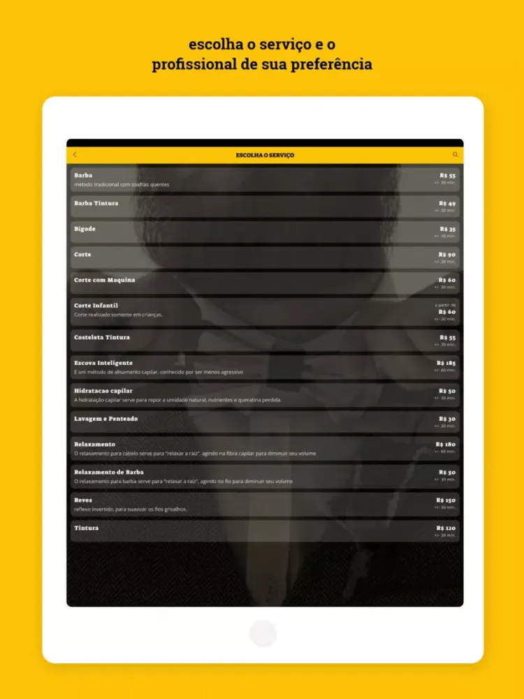 Ảnh chụp màn hình của Garagem Barbearia e Estética iPad 