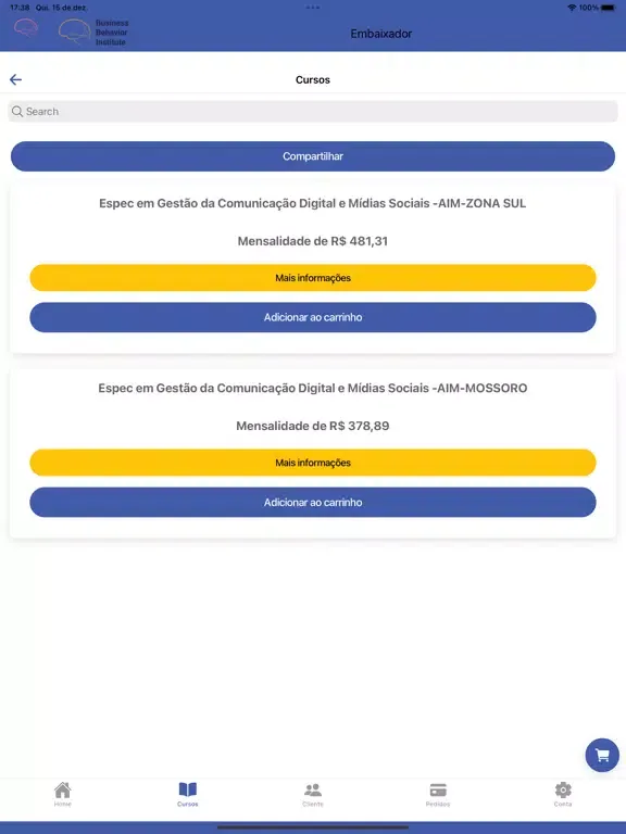 Скриншоты Embaixador CBI e BBI iPad 