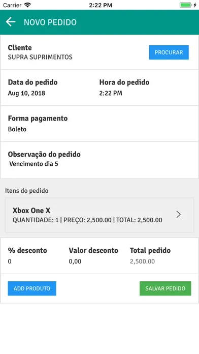 Capturas de tela do SIC Pedidos