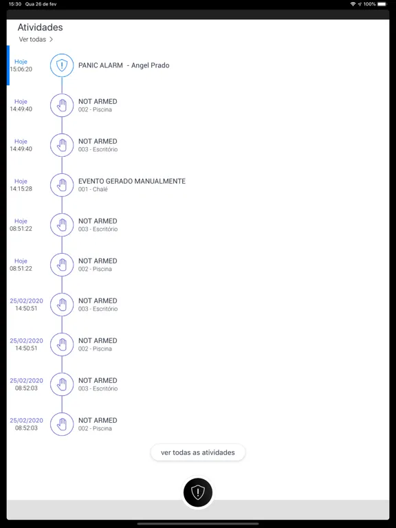 Zrzuty ekranu SPI Alarmes iPad 