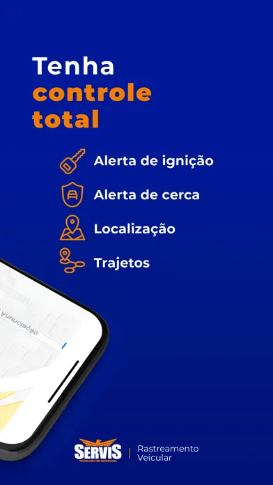 Capturas de tela do Servis Rastreamento