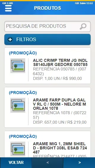 GIX Sales Screenshots