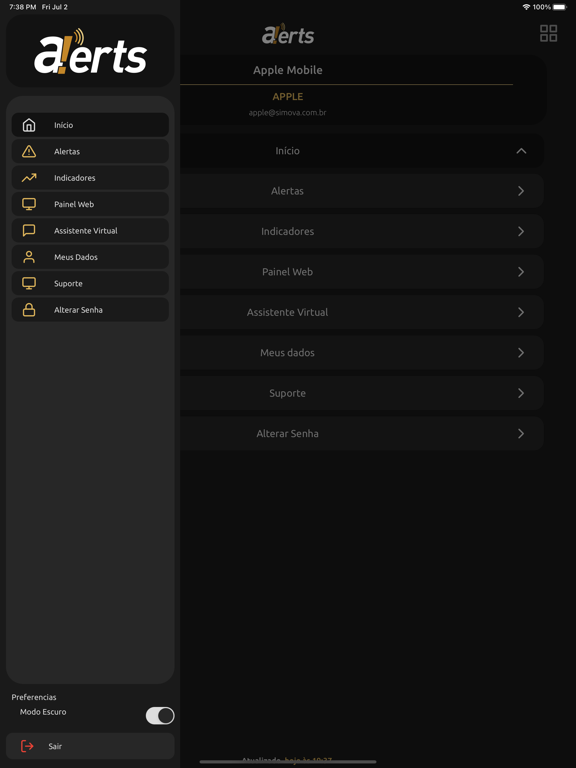 ภาพหน้าจอของ Simova Alertas iPad 