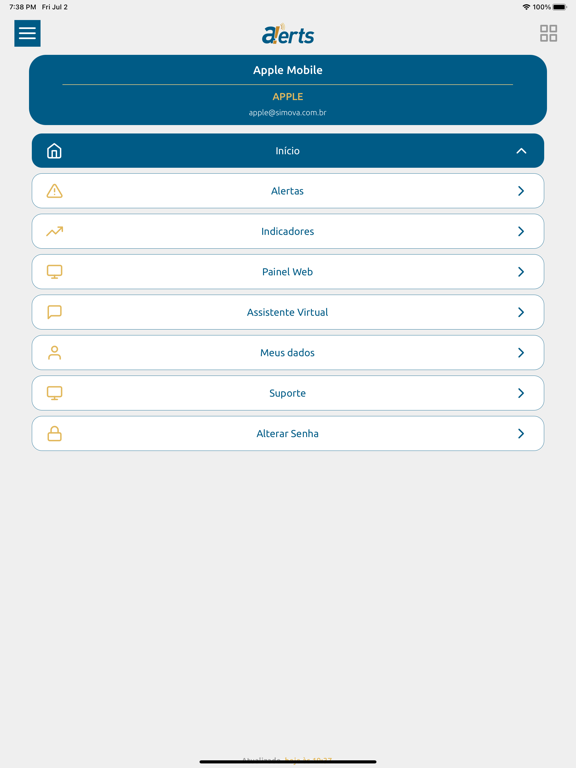 ภาพหน้าจอของ Simova Alertas iPad 