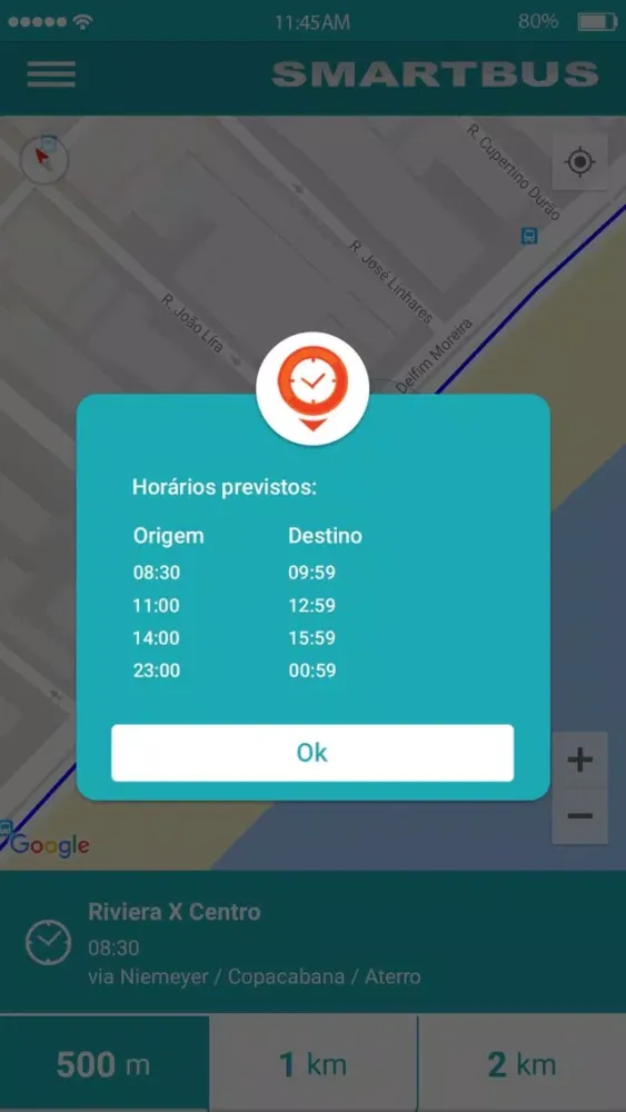 Capturas de tela do SmartBus Rio Line