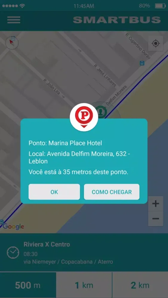 Capturas de tela do SmartBus Rio Line