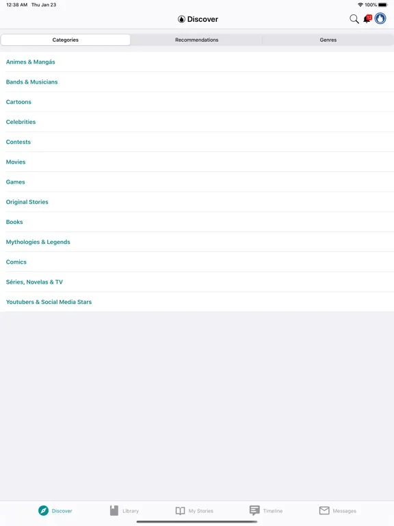Tangkapan layar Spirit Fanfiction and Stories iPad 