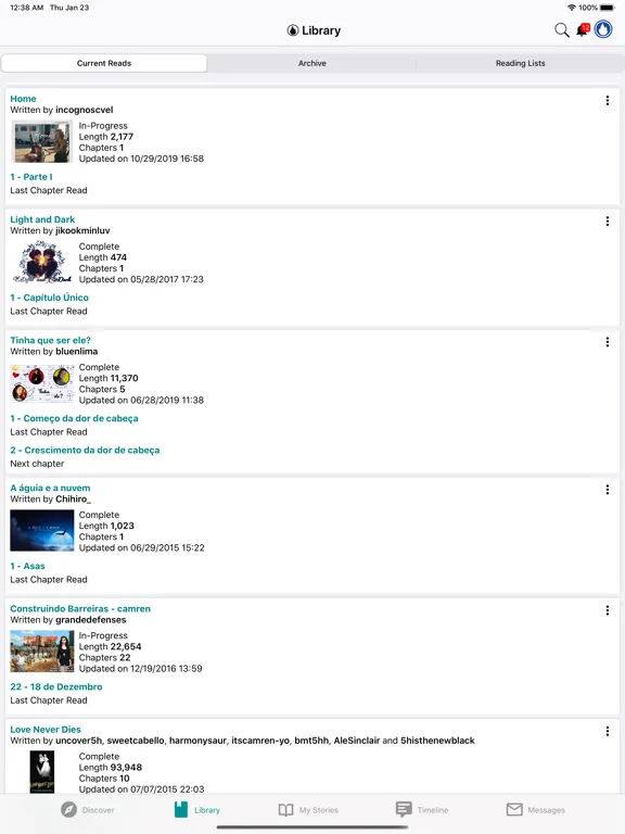 Tangkapan layar Spirit Fanfiction and Stories iPad 