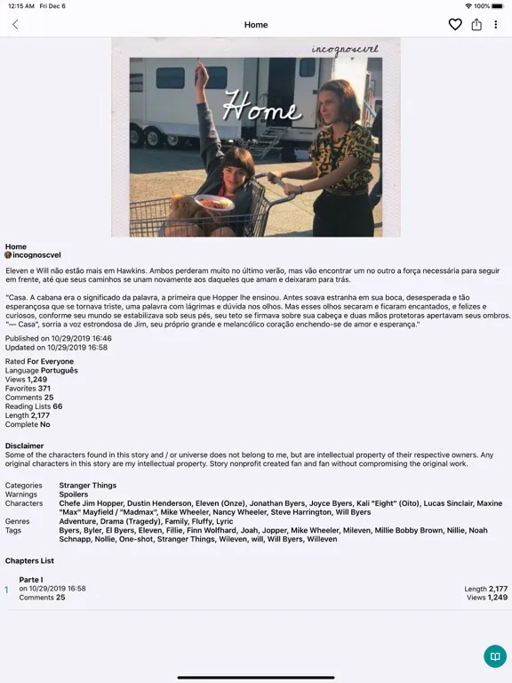 Tangkapan layar Spirit Fanfiction and Stories iPad 