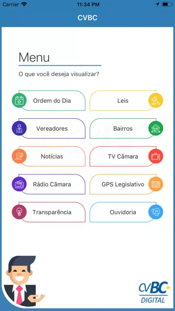 Capturas de tela do CVBC
