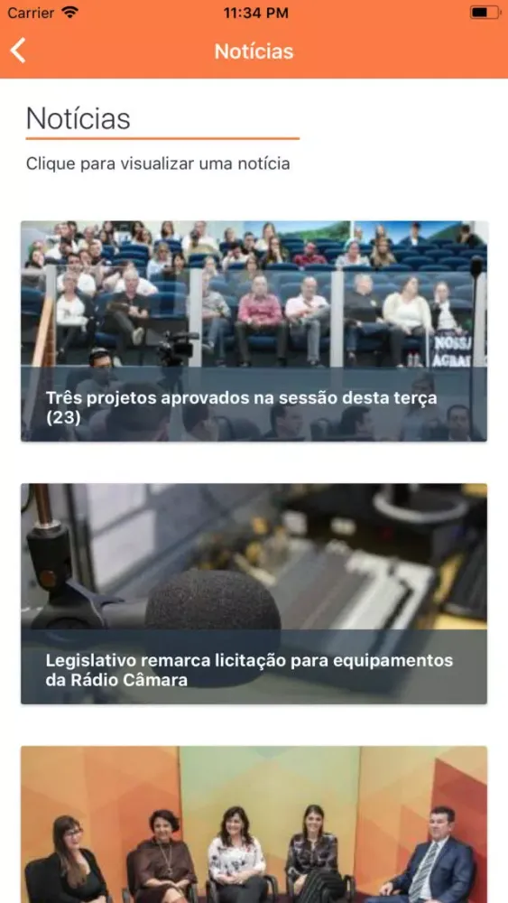 Capturas de tela do CVBC