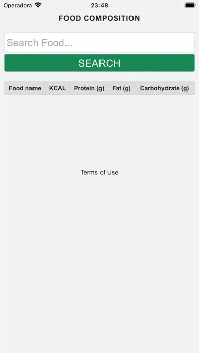 Tangkapan skrin Food Composition