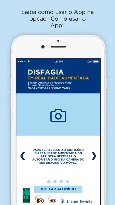 Capturas de tela do IPO - Disfagia RA
