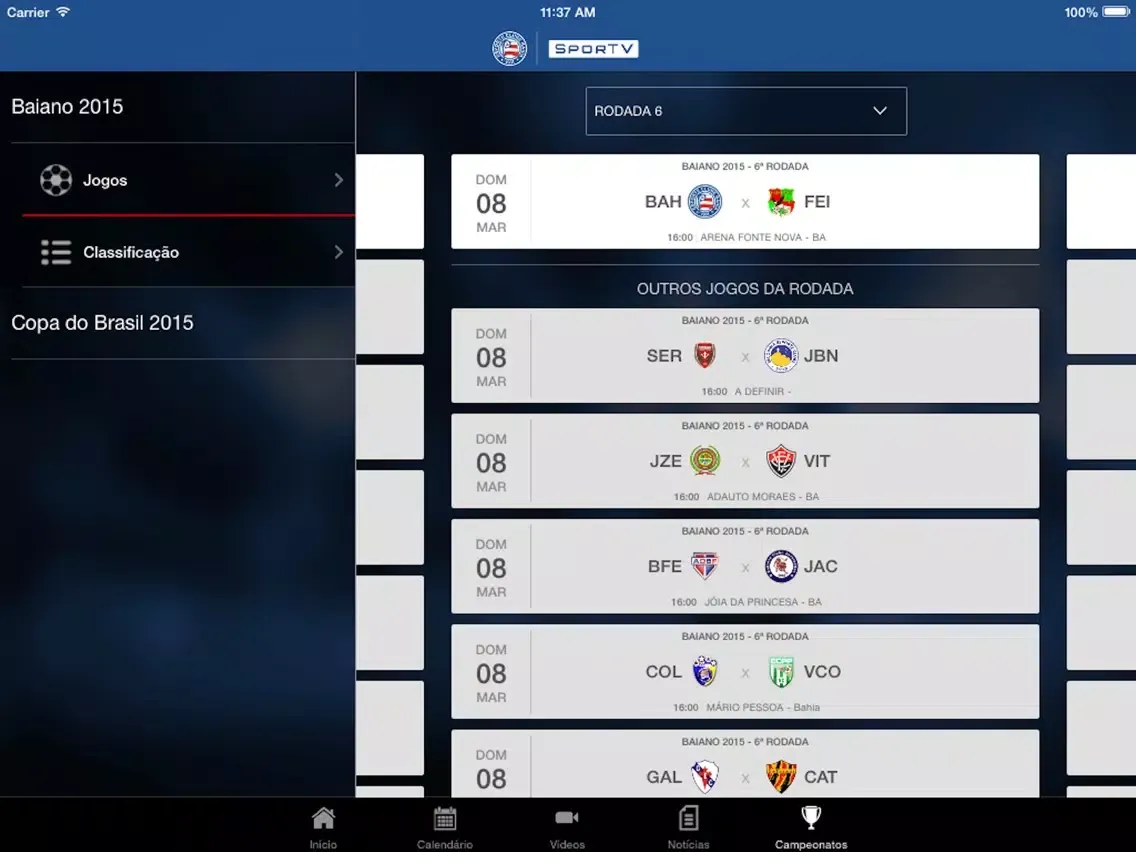 Bahia SporTV iPad 應用截圖