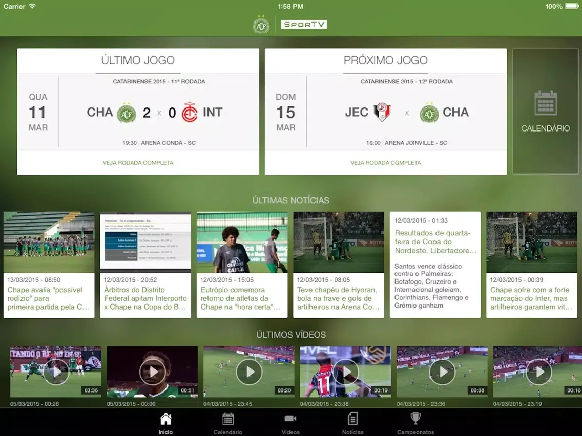 Chapecoense SporTV iPad 应用截图