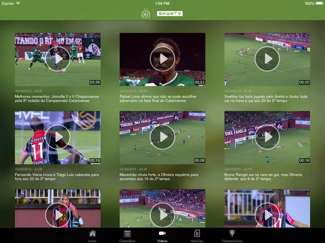 Chapecoense SporTV iPad 应用截图