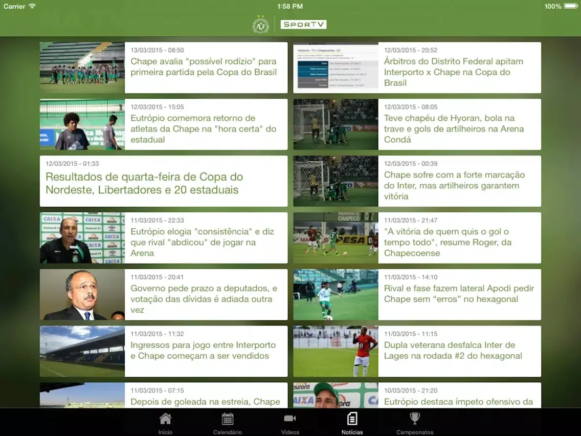 Chapecoense SporTV iPad 应用截图