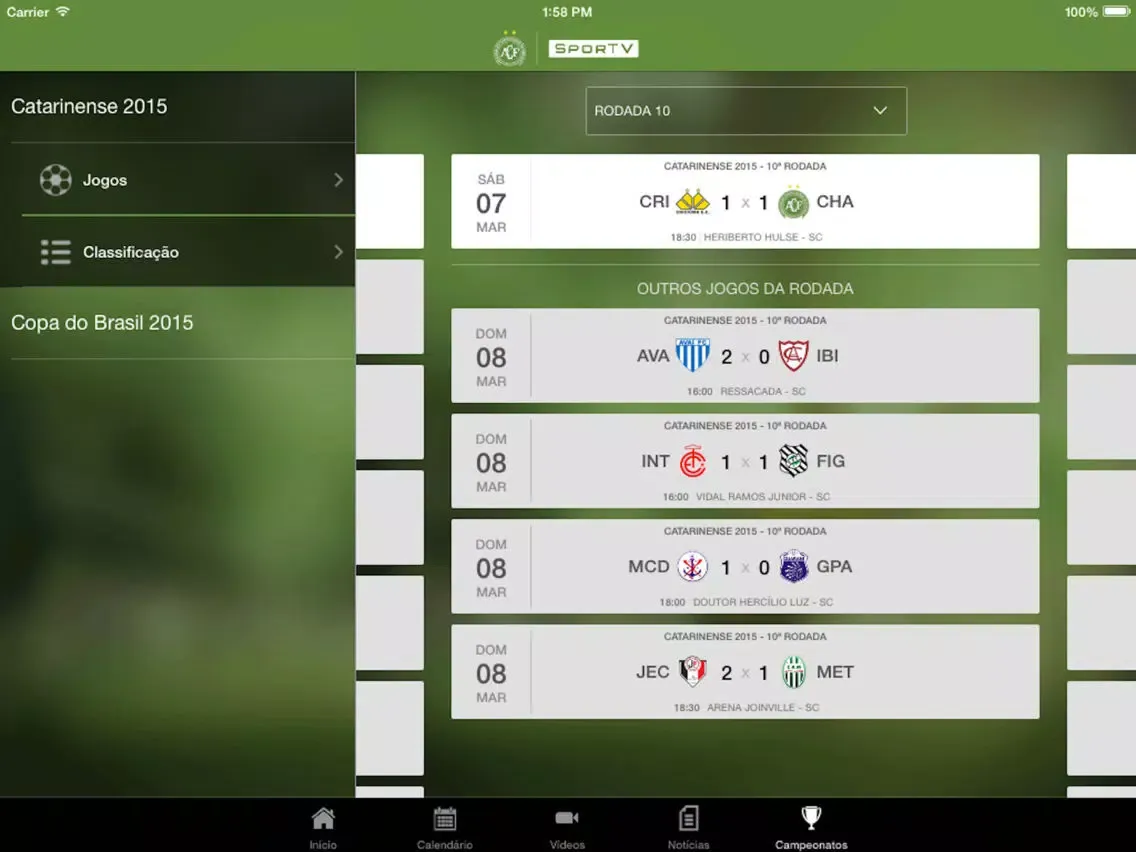 Chapecoense SporTV iPad 应用截图