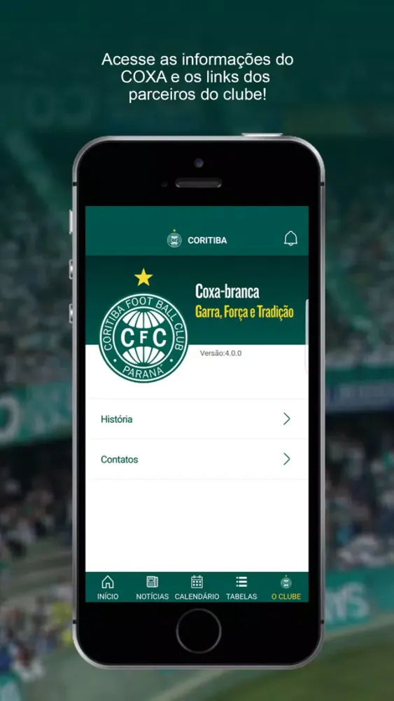 Capturas de tela do Coritiba Oficial