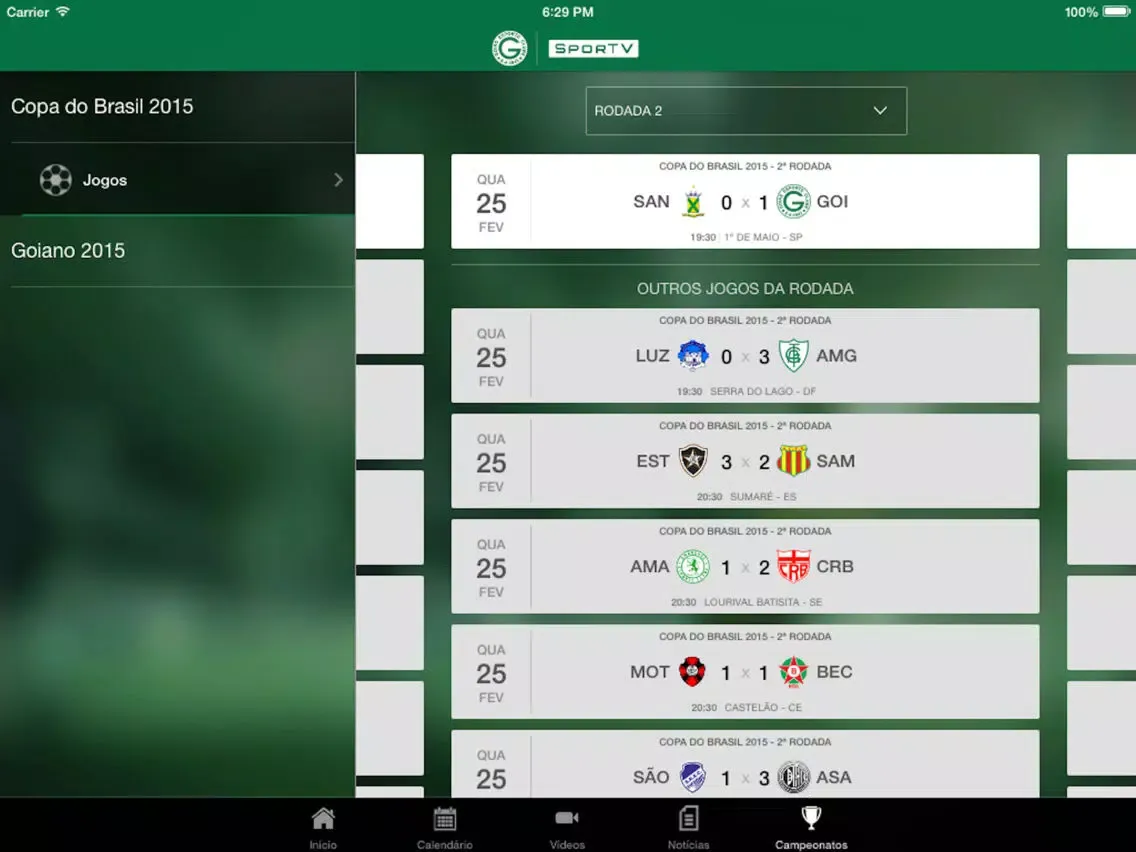 Tangkapan skrin Goiás Oficial iPad 