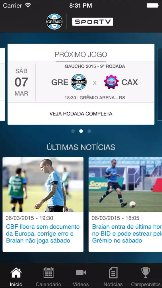 Tangkapan skrin Grêmio SporTV