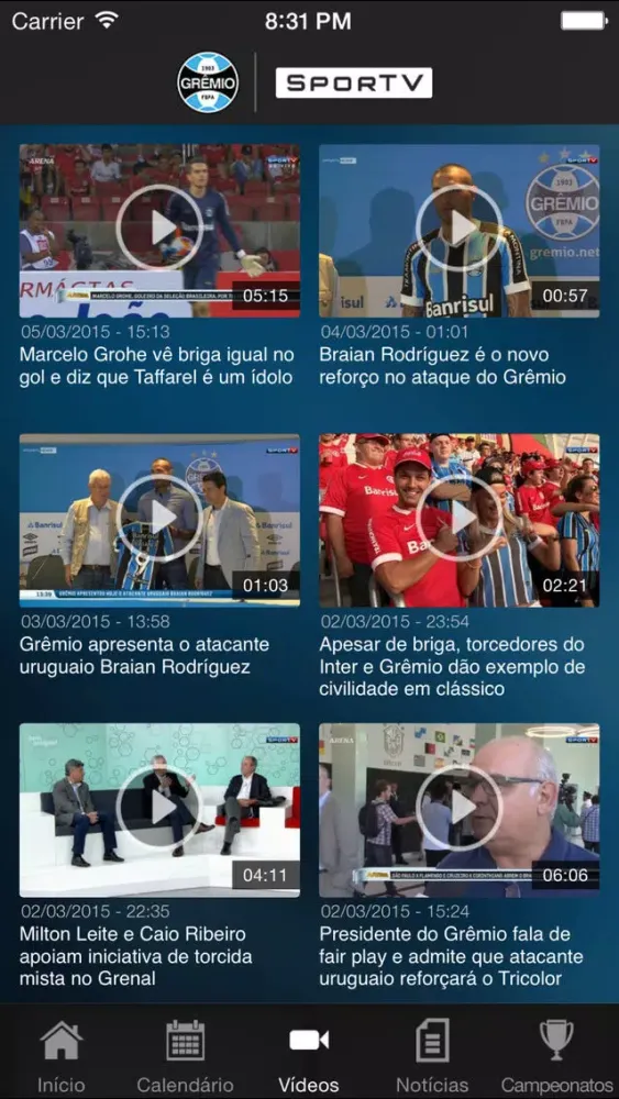 Tangkapan skrin Grêmio SporTV