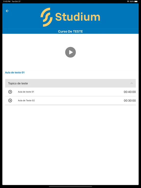 Tangkapan layar Studium Cursos Online iPad 