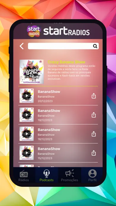 Captures d'écran de start RADIOS