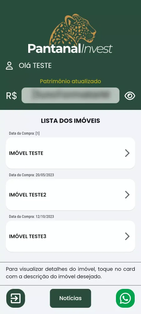 Pantanal Invest Screenshots