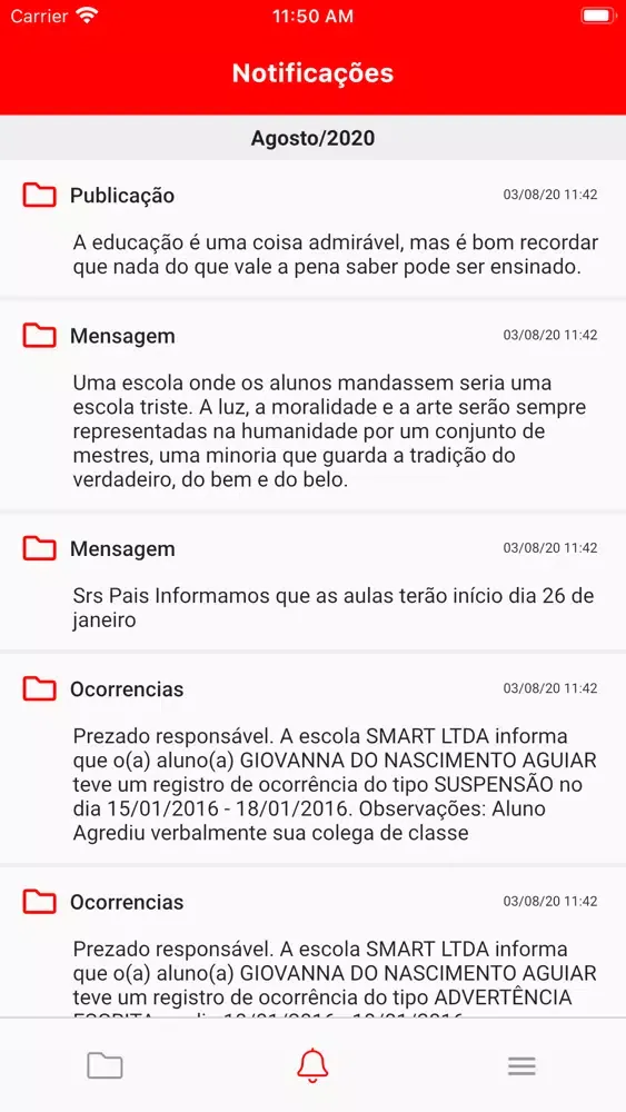 Скриншоты Minha Escola Colégio Visão DF
