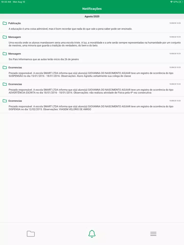 Tangkapan skrin Colégio Ávila - 1ª fase iPad 