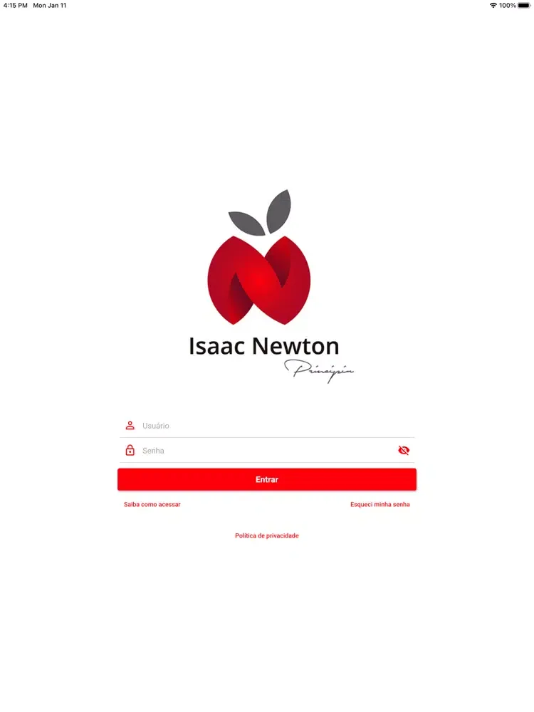 Tangkapan layar Colégio Isaac Newton RF iPad 