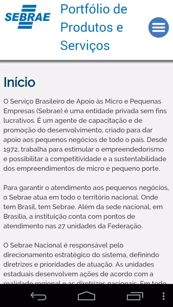 Portfólio Sebrae RJ Screenshots
