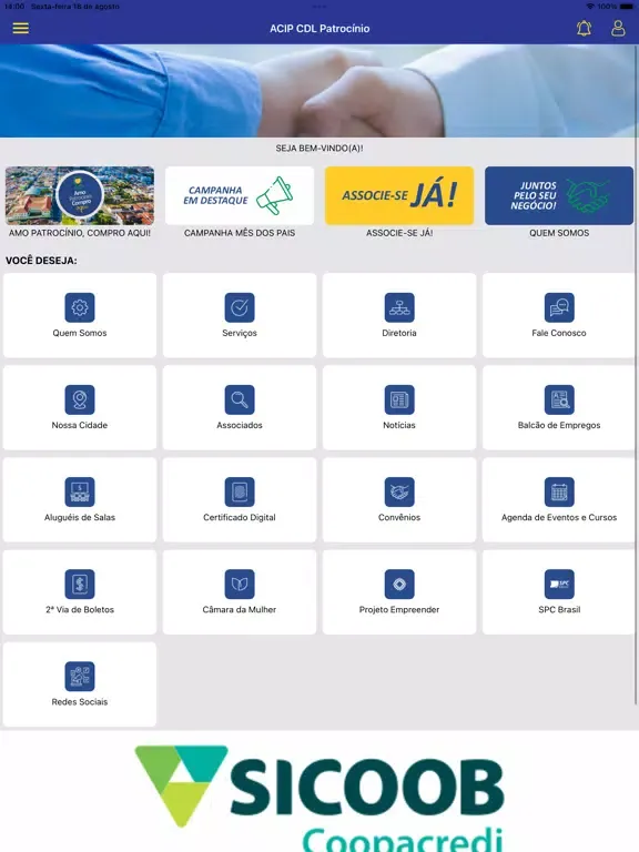 Tangkapan layar ACIP CDL Patrocínio iPad 