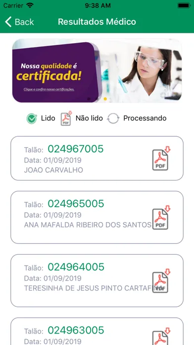 Tangkapan layar Lamel - Resultados