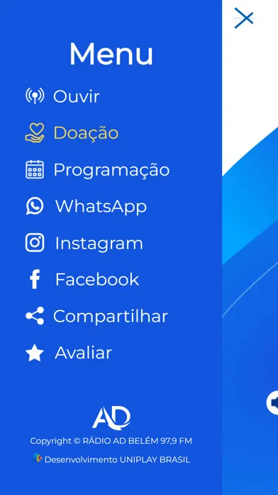 Capturas de tela do Rádio AD Belém FM