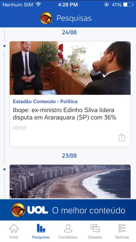 UOL Eleições 2016 - Candidatos e apuração de votos应用截图
