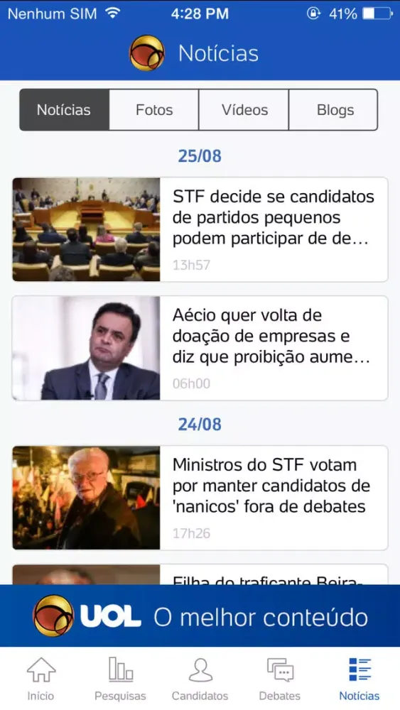 UOL Eleições 2016 - Candidatos e apuração de votos应用截图