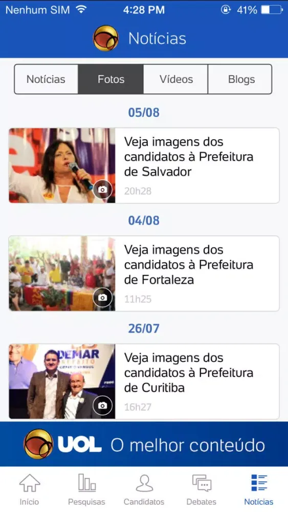 UOL Eleições 2016 - Candidatos e apuração de votos应用截图
