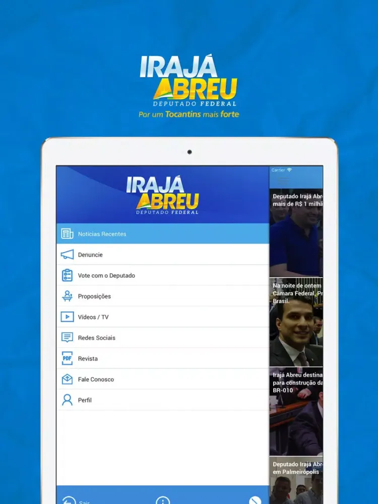 Tangkapan layar Deputado Irajá Abreu iPad 