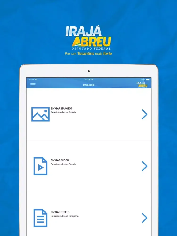 Tangkapan layar Deputado Irajá Abreu iPad 