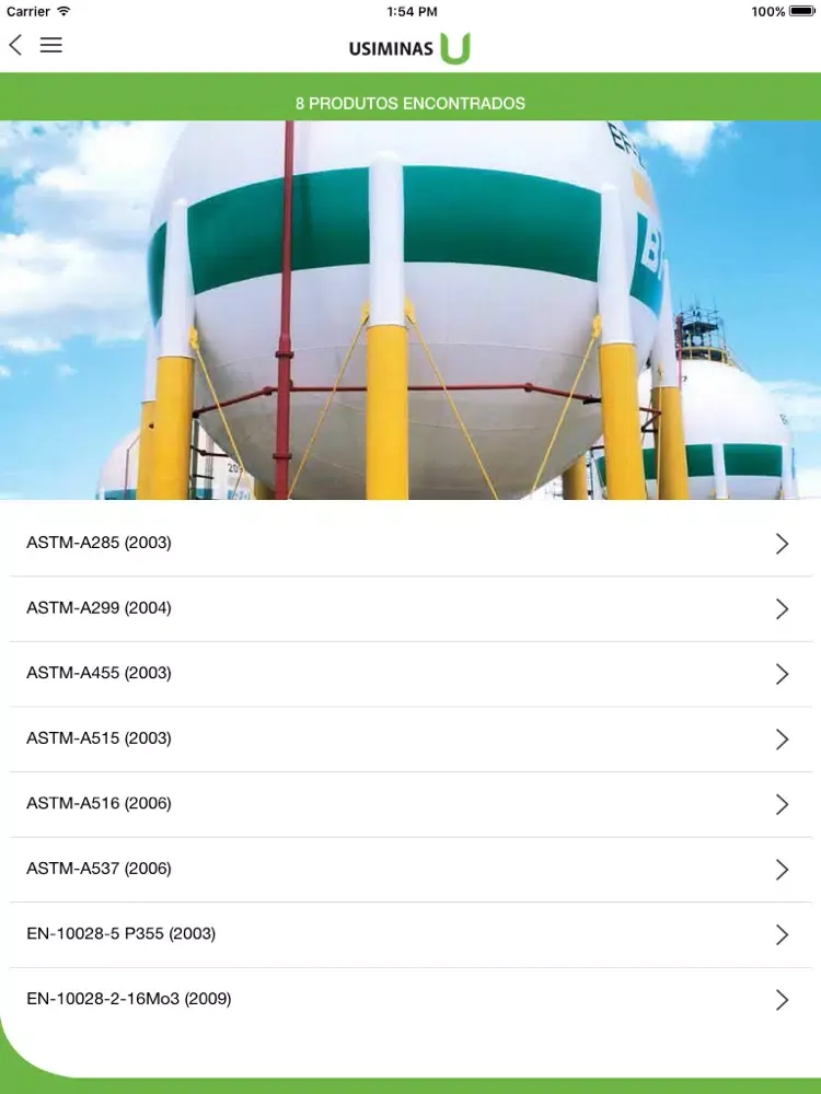 Capturas de tela do Catálogos de Produtos Usiminas iPad 