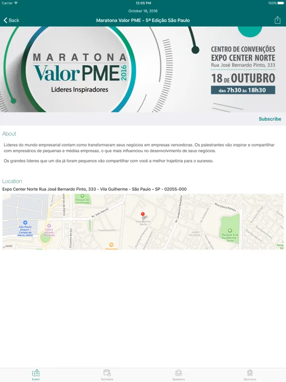 Capturas de tela do Valor Seminários iPad 