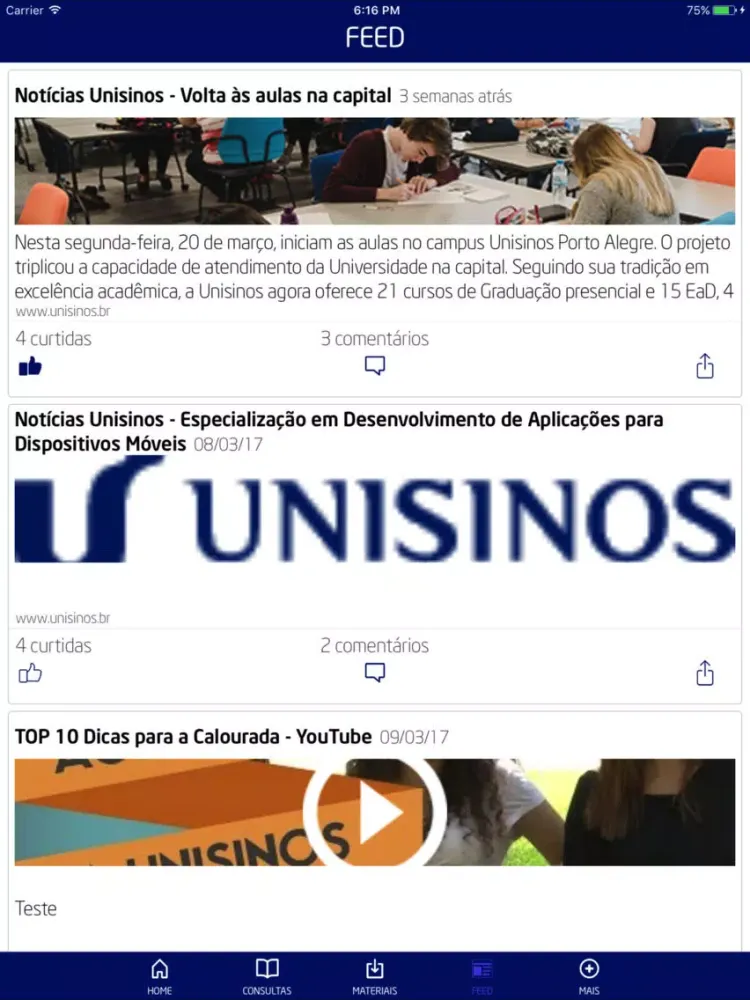 Minha Unisinos iPad  Ekran Görüntüleri