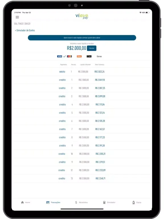 ภาพหน้าจอของ Vileve Pay App iPad 