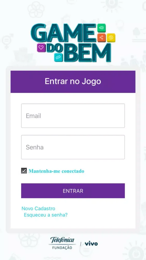 Capturas de tela do Game do Bem