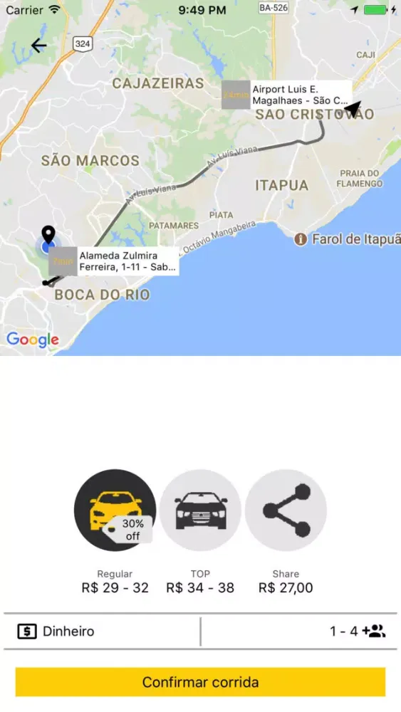 Скриншоты OnTaxi Cliente