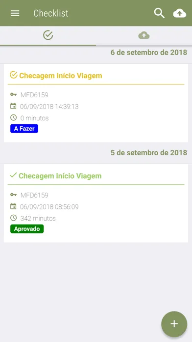 Capturas de tela do WayLog Checklist